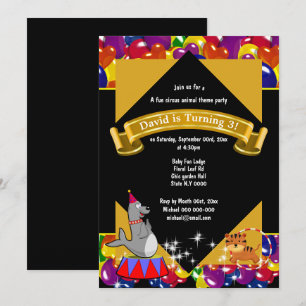 Invitación Carnaval de circo tigre lindo fiesta de globo de f