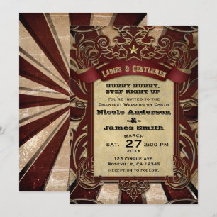Invitación Carnaval de Circo Vintage Elegante Boda Showtime