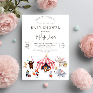 Invitación Carnaval de circo vintage lindo Baby Shower animal