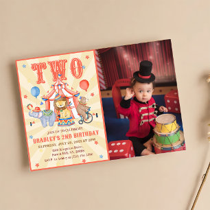 Invitación Carnaval de circo y animales foto de segundo cumpl