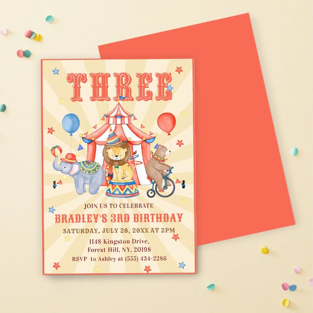 Invitación Carnaval de circo y animales tercer Fiesta de cump (Subido por el creador)