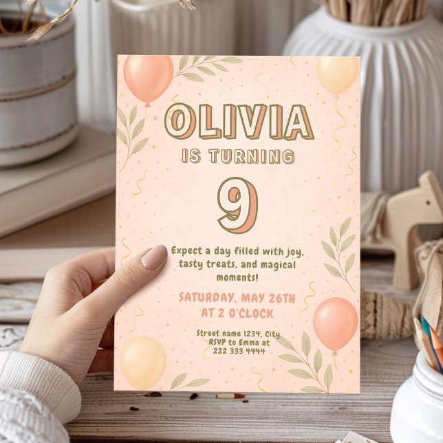 Invitación Carnaval de cumpleaños con globo Blossom mágico (Subido por el creador)