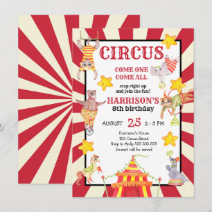 Invitación Carnaval de cumpleaños de Boy Circus Fiesta