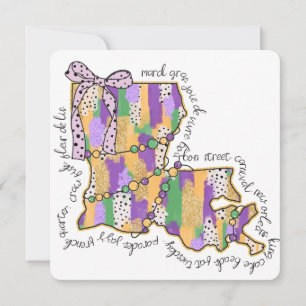 Invitación Carnaval de la calle Louisiana Mardi Gras Bourbon