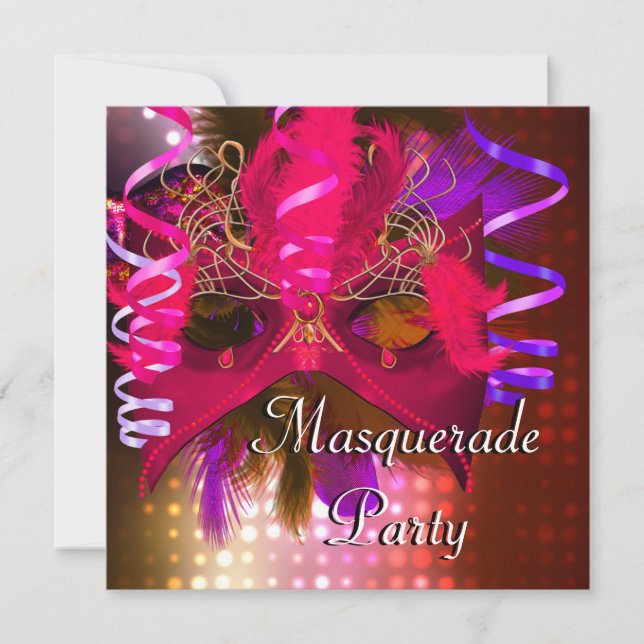 Invitación Carnaval de máscaras de Fiesta de mascarada Mardi  (Anverso)