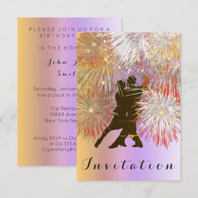 Invitación Carnaval de tango Fiesta de danza Ombre Ombre Purp (Anverso / Reverso)