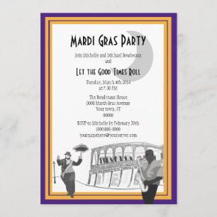 Invitación Carnaval del jazz de New Orleans (púrpura)