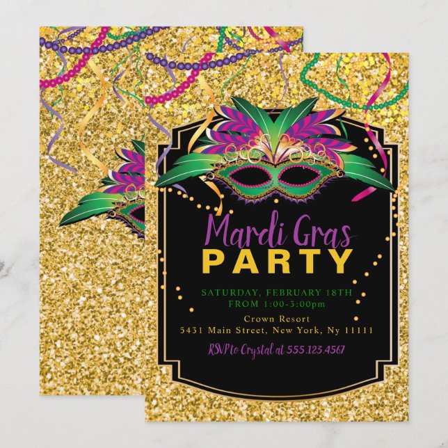 Invitación Carnaval del purpurina (Anverso / Reverso)