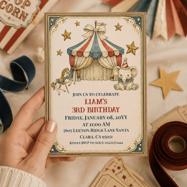 Invitación Carnaval Francés Nostálgico Cumpleaños Circo Vinta (Subido por el creador)