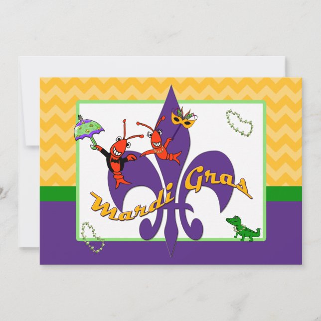 Invitación Carnaval lindo de la flor de lis de los cangrejos (Anverso)