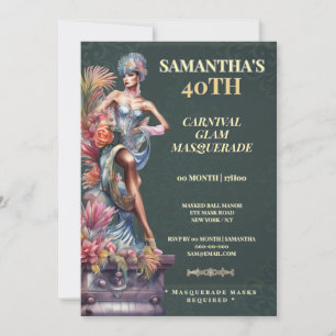 Invitación Carnaval Mascarada Cumpleaños 40