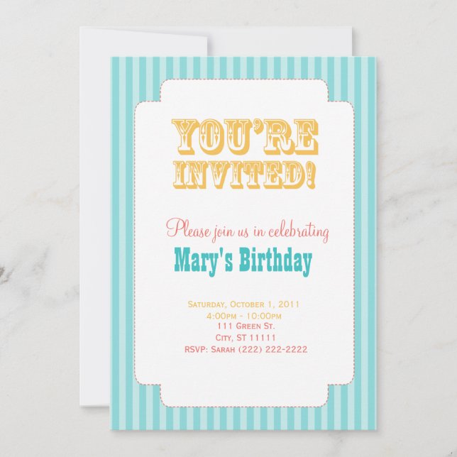 Invitación Carnaval occidental - ¡Te invitan! - Azul y amaril (Anverso)