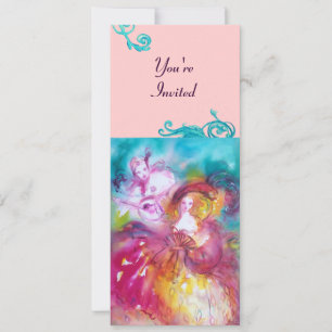 Invitación Carnaval veneciano de PIERROT y ARLECCHINA,