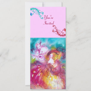 Invitación Carnaval veneciano de PIERROT y ARLECCHINA,