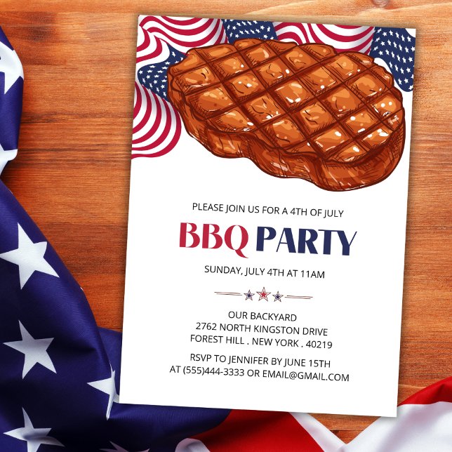 Invitación Carne de barbacoa de filete Patriótico 4 De Julio  (Subido por el creador)