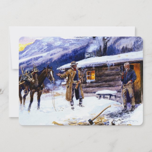 Invitación "Carne de Navidades" por Charles M Russell (Anverso)