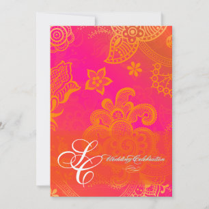 Invitación Carne floral naranja PixDezines