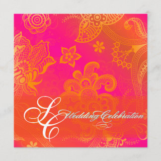 Invitación Carne floral naranja PixDezines