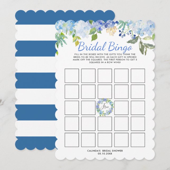 Invitación Carolina Bloom Bridal Shower Bingo Juego (Anverso / Reverso)