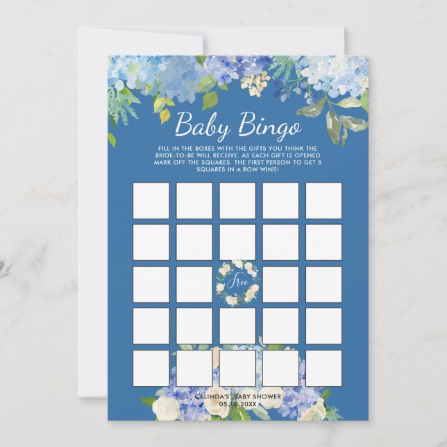 Invitación Carolina Bloom | Juego de bingo de Baby Shower (Anverso)