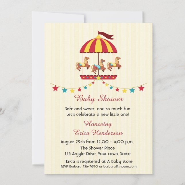 Invitación Carousel Baby Shower (Anverso)