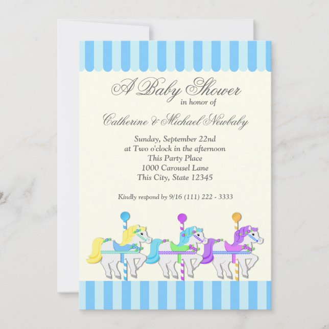 Invitación Carousel Baby Shower (Anverso)