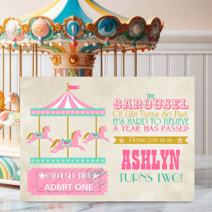Invitación Carousel Birthday Party