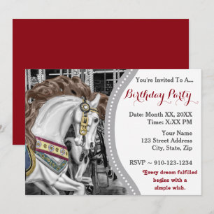 Invitación Carousel Horse Merry-Go-Round Birthday Party