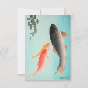 Invitación Carpa común y dorada (1935) de Ohara Koson