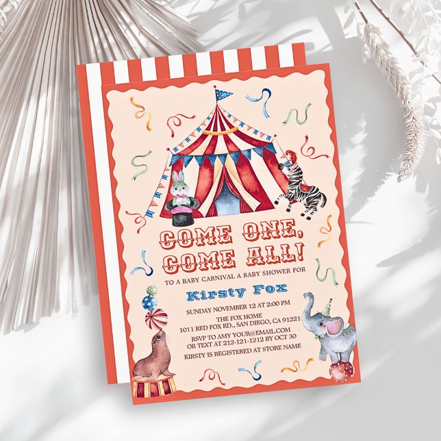 Invitación Carpa de Carnaval de Circo Cumpleaños de Bebé (Subido por el creador)