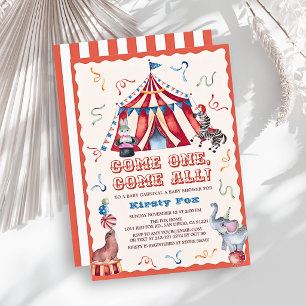 Invitación Carpa de Circo de Carnaval Animales Baby Shower