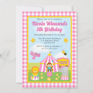 Invitación Carpa de Circo y Animales Cumpleaños Infantil Mono