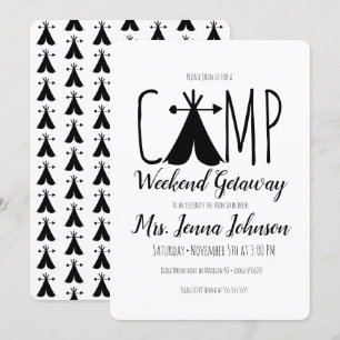 Invitación Carpa de fin de semana de camping para despedida d