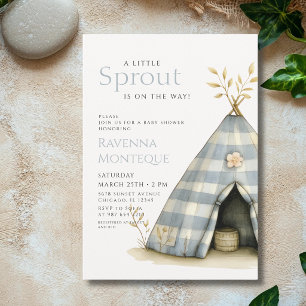 Invitación Carpa de Gingham Rústica Baby Shower A Little Spro