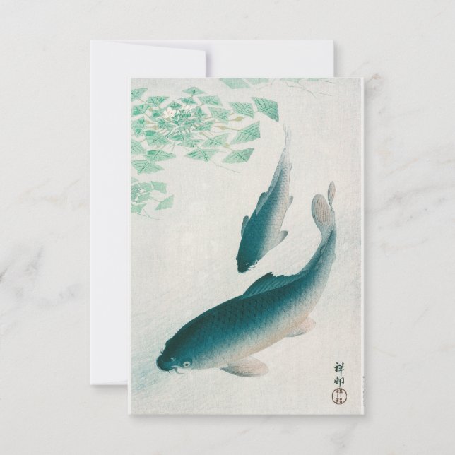 Invitación Carpa o Koi (1926) de Ohara Koson (Anverso)