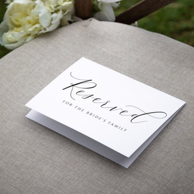 Invitación Carpa reservada Boda romántico elegante (Elegant Wedding Reserved Sign Tent - Folding Reserved Cards)