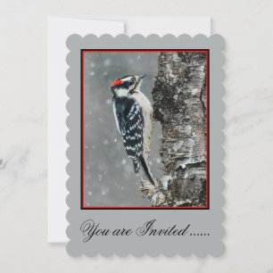 Invitación Carpintero lechoso en nieve - Fotografía original