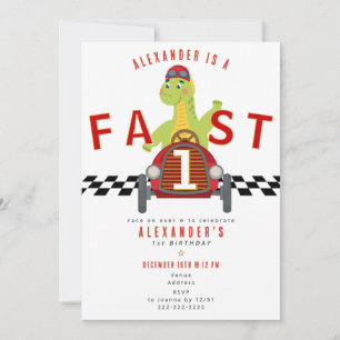 Invitación Carrera de Autos de Carreras Dinosauriol Cumpleaño