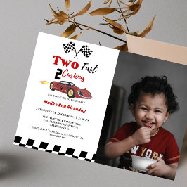 Invitación Carrera de autos Dos niño rápido 2 curioso Fiesta 