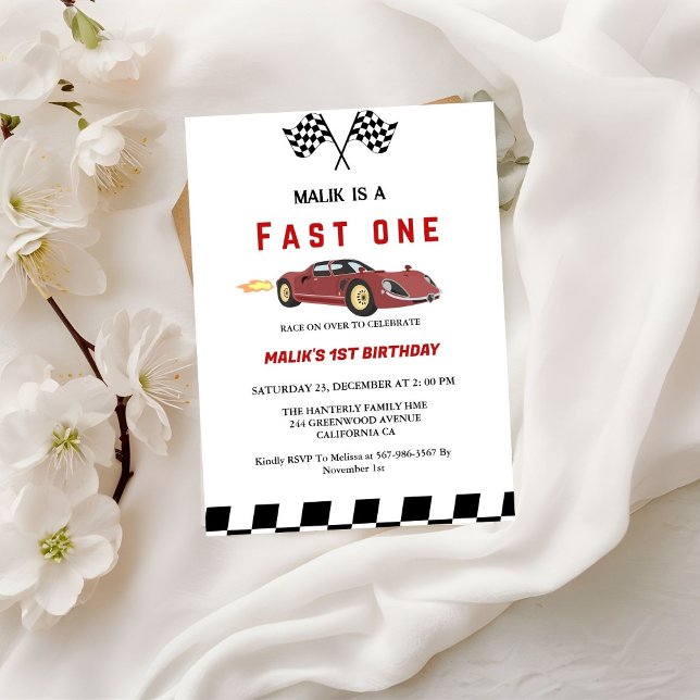 Invitación Carrera de autos Fiesta de primer cumpleaños de Fa (Subido por el creador)