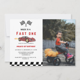 Invitación Carrera de autos Fiesta de primer cumpleaños de Fa