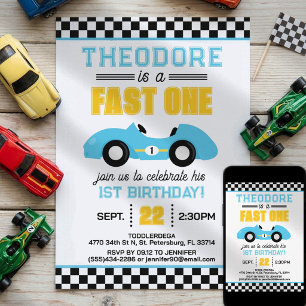 Invitación Carrera de Autos Rápidos Cumpleaños número 1