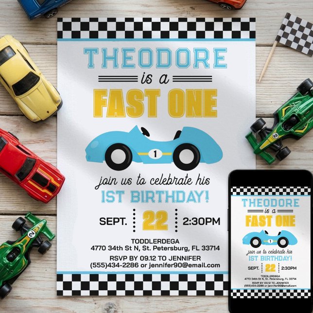 Invitación Carrera de Autos Rápidos Cumpleaños número 1 (Subido por el creador)