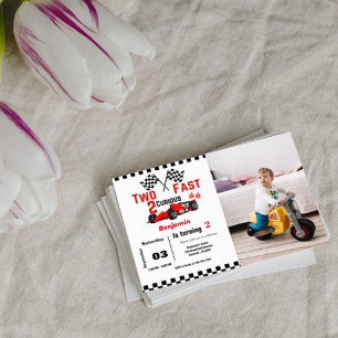 Invitación Carrera de autos rápidos fiesta de 2 años