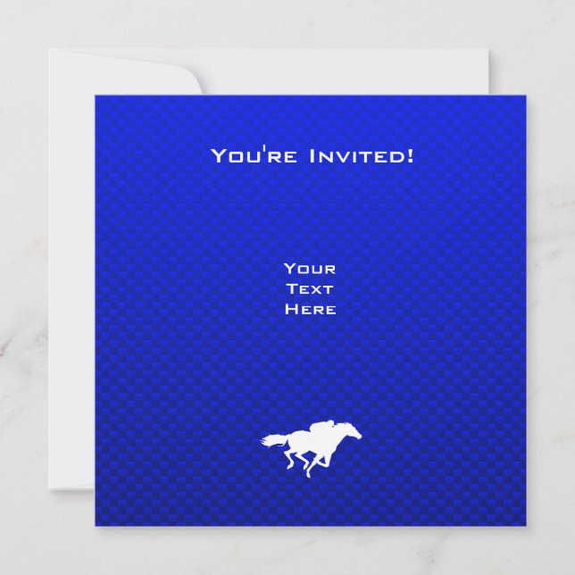 Invitación Carrera de caballos azul (Anverso)