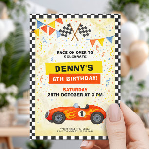 Invitación Carrera de Coches Cumpleaños Infantil