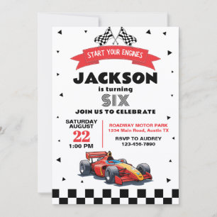 Invitación Carrera de coches para niños Cumpleaños de cualqui