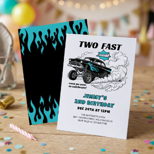 Invitación Carrera de coches rápida 🏁 Gasser 2do cumpleaños