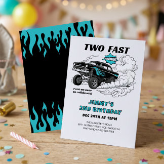 Invitación Carrera de coches rápida 🏁 Gasser 2do cumpleaños
