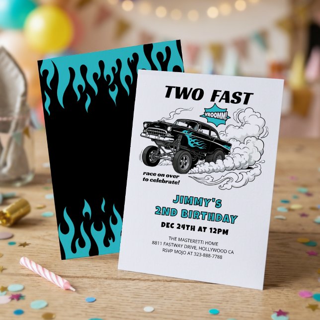 Invitación Carrera de coches rápida 🏁 Gasser 2do cumpleaños (Subido por el creador)
